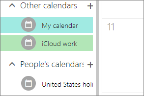 Kalender iCloud muncul di bawah Kalender lain Outlook untuk web