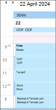 OOF dalam warna Kalender Outlook setelah pembaruan