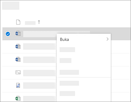 Cuplikan layar yang menampilkan menu pintasan untuk file yang dipilih