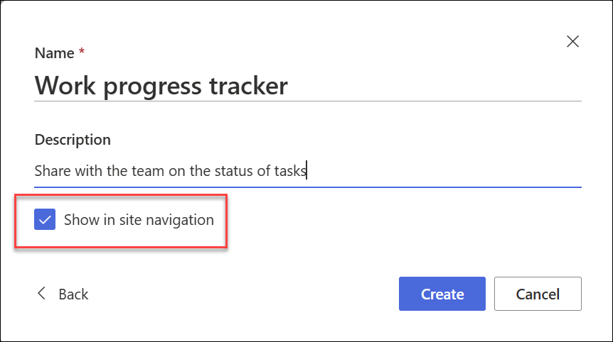 cuplikan layar membuat daftar dari situs SharePoint