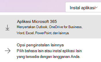 Menginstal aplikasi di Microsoft365.com