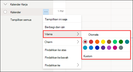 Pilihan Warna Kalender Outlook Web