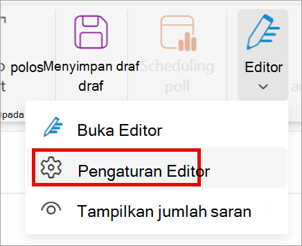 Di pita, pilih Editor > Pengaturan Editor.