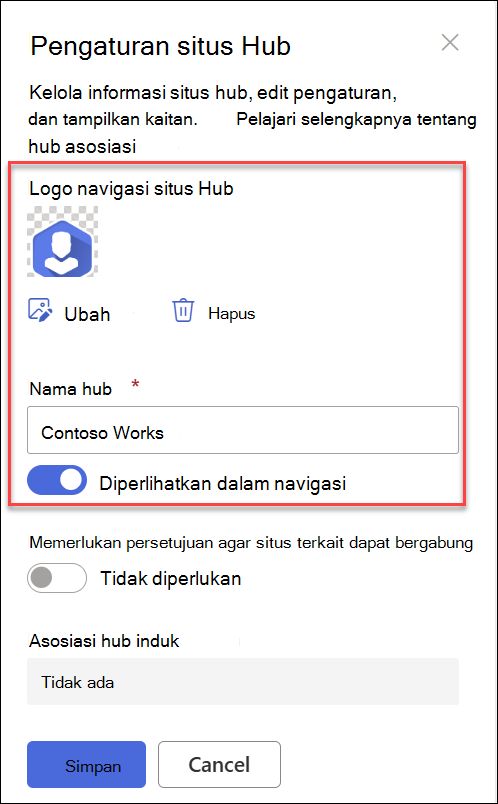 cuplikan layar nama logo navigasi hubsite