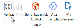 Opsi Aplikasi dipilih dari pita di Outlook di web.