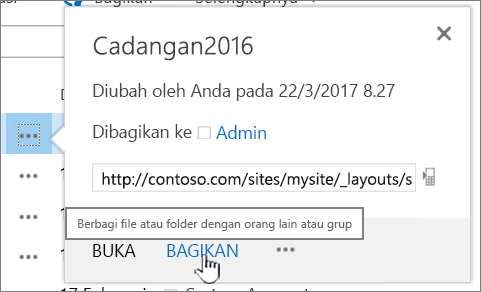 Mengklik Bagikan di file