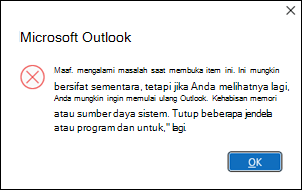 Kesalahan Outlook membuka enam puluh email