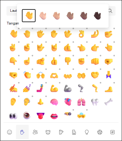Contoh emoji yang dapat dikustomisasi di Teams