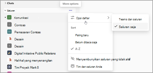 Cuplikan layar daftar dan filter datar kolab sederhana