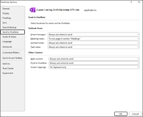 Masalah judul Halaman rapat Outlook ke OneNote klasik