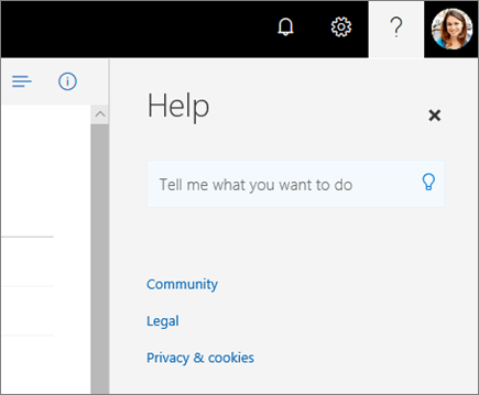 Cuplikan layar panel Bantuan OneDrive.
