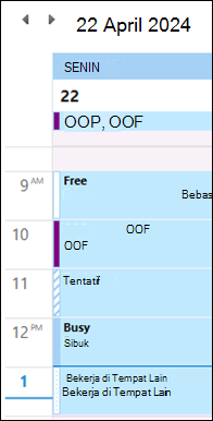OOF dalam warna Kalender Outlook sebelum pembaruan