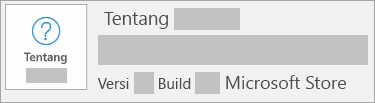 Cuplikan layar memperlihatkan bahwa versi dan buildnya adalah Microsoft Store