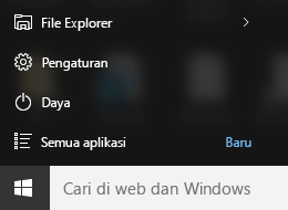 Aplikasi pengaturan menu mulai Windows 10