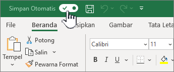 Tombol Simpan otomatis di Excel