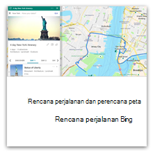 Rencana perjalanan dan perencana peta dengan Bing