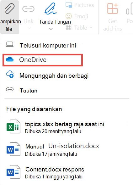 Telusuri One Drive untuk Outlook Baru