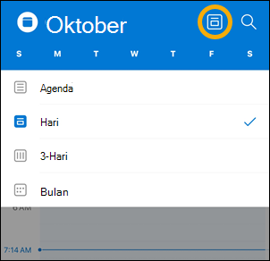 Opsi tombol tampilan Kalender iOS