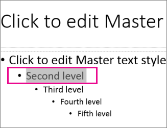 Tata letak master slide dengan teks tingkat kedua dipilih