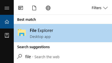 Ketikkan File Explorer dalam bilah mulai dan membukanya.