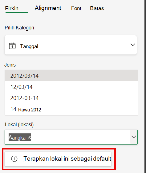 Terapkan lokal ini sebagai default