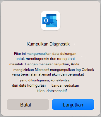 Hubungi dukungan dalam cuplikan layar Outlook dua