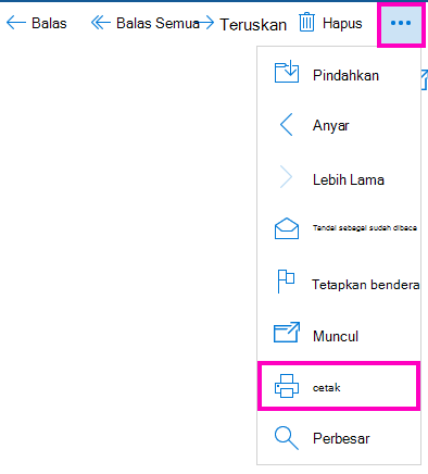 Mencetak pesan email di Email untuk Windows 10
