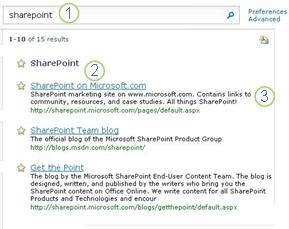 Tiga Taruhan Terbaik untuk SharePoint Server muncul di bagian atas halaman hasil pencarian