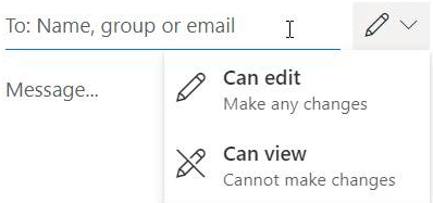 Pilih ikon pensil untuk memberikan izin "edit" atau "baca-saja" kepada penerima. 