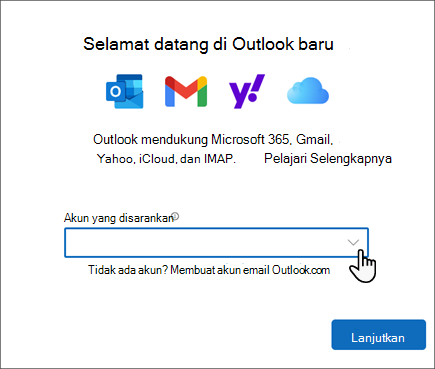 Cuplikan layar layar selamat datang Outlook baru