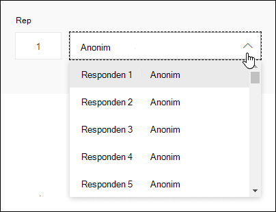 Menampilkan daftar menurun responden di Microsoft Forms