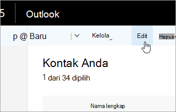 Cuplikan layar tombol Edit di bawah bilah navigasi Outlook.