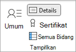 Cuplikan layar ikon Detail untuk memasukkan informasi kontak tambahan.