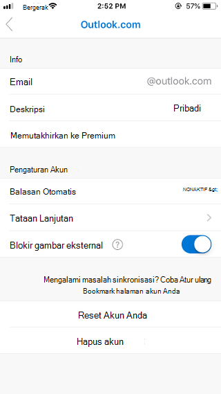 Memblokir gambar eksternal di Outlook Mobile
