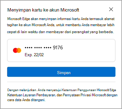 Simpan ke akun Microsoft