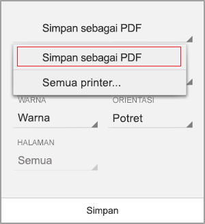 Pilih Simpan sebagai PDF