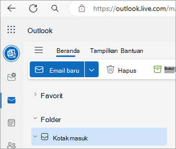 Cuplikan layar memperlihatkan laman Outlook.com