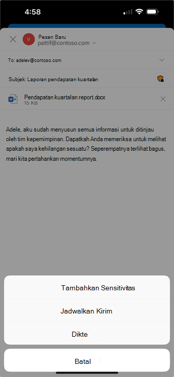 Pengaturan Sensitivitas Edit iOS dalam pesan