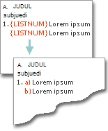 bidang listnum digunakan untuk menghasilkan huruf pada baris yang sama sebagai angka