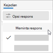 Cuplikan layar turun bawah Opsi respons