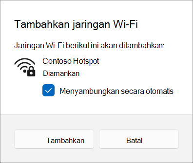 Menambahkan jaringan Wi-Fi ke Windows 11.