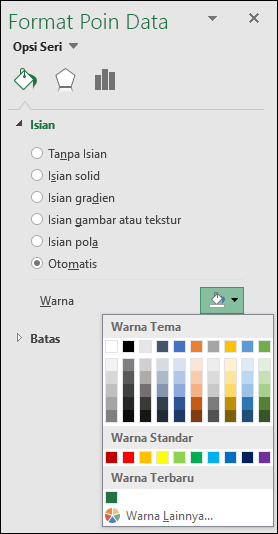 Excel Opsi warna bagan peta untuk bagan kategori
