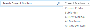 Di Outlook, gunakan kotak Pencarian atau pilih folder atau daftar kotak surat untuk menemukan grup Lingkup.