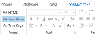 Opsi format pesan di tab Format Teks
