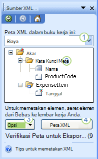 Panel tugas Sumber XML