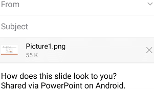 Setelah memilih slide untuk berbagi, kirim pesan aplikasi di perangkat Android Anda
