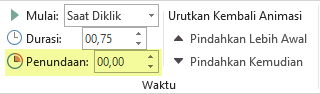 Opsi Penundaan untuk efek animasi di PowerPoint