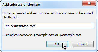 Kotak dialog tambahkan alamat atau domain