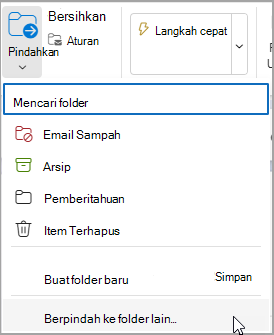 Pilih Pindahkan dan pilih folder untuk memindahkan pesan Anda.