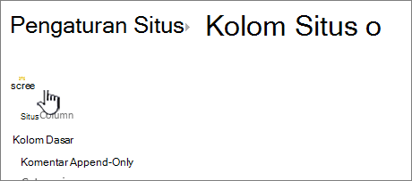 Tombol buat di halaman kolom situs